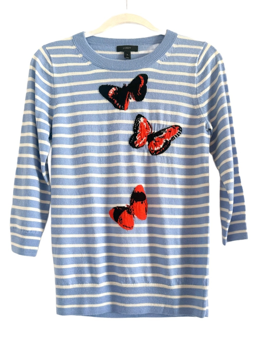 J.Crew Merino Tippi Sweater in Stripe Monarch Sz Small